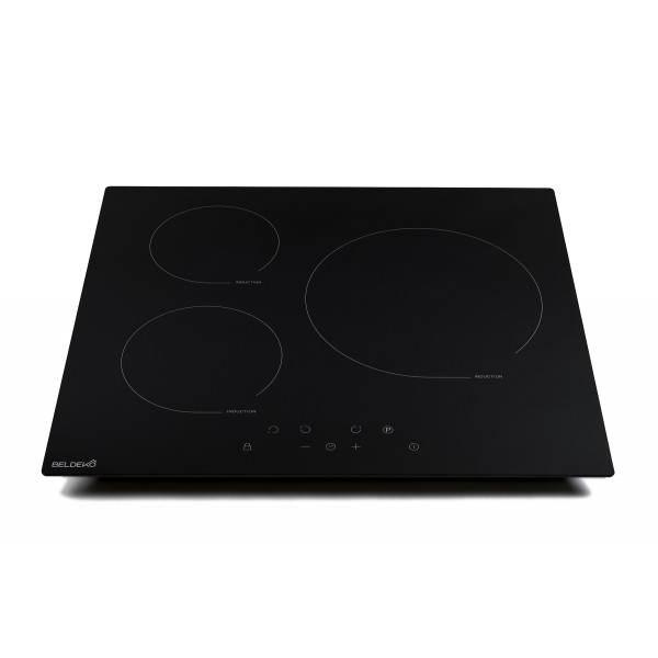 table-de-cuisson-induction-avec-minuterie-beldeko plaque de cuisson, 3  feux, noir