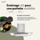 BELDEKO - HOTTE DECORATIVE MURALE 90 CM - VERRE ET INOX - 200W - Puissance d'extraction 600 m3/h