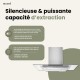 BELDEKO - HOTTE DECORATIVE MURALE 90 CM - VERRE ET INOX - 200W - Puissance d'extraction 600 m3/h