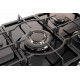 Plaque gaz 5 foyers en verre noir - Brûleurs et grilles en fonte - 10 800 Watts encastrement 56x49 cm